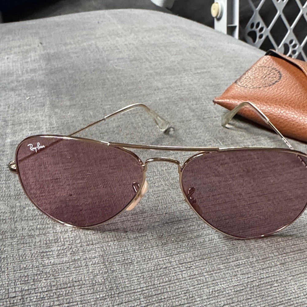 Ray-Ban Gold Frame Sunglasses with Pink Lenses